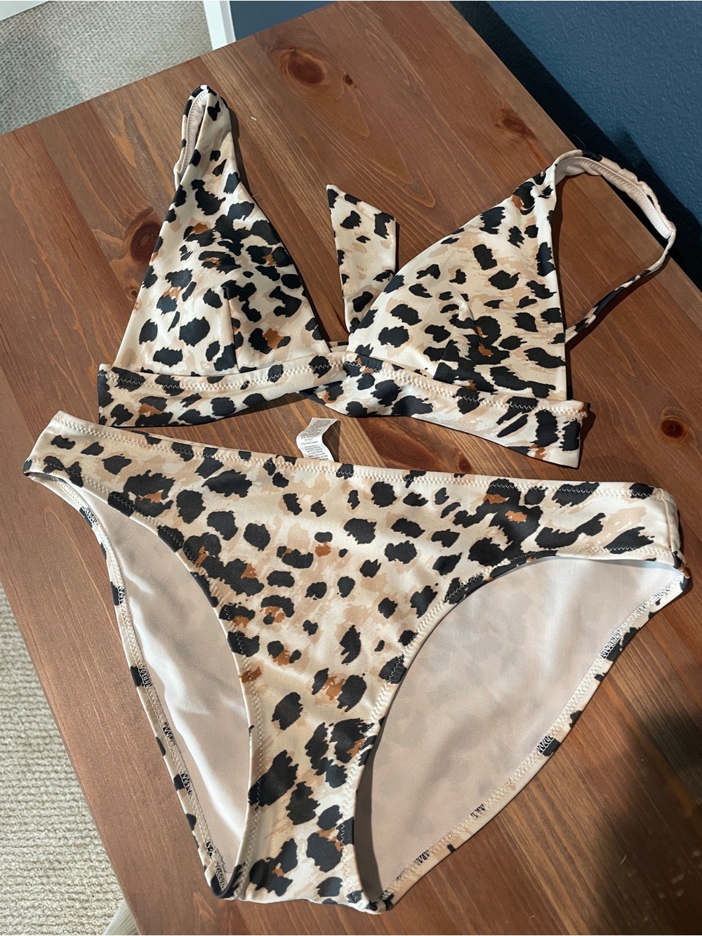 aerie Leopard-Print Bikini Set in Black and Cream